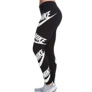 WOMEN'S NIKE LEG A SEE LEGGINGS BLACK WHITE